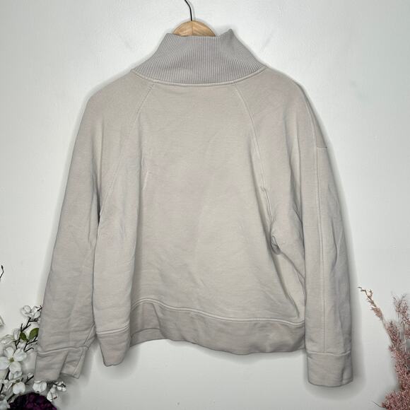 ATHLETA Retroplush Revive Half Zip Sweatshirt Abalone Grey Cream Sz XL {M36} - Picture 5 of 8
